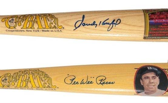 Lot of (2) Dodgers Autographed Cooperstown Bats: Sandy Koufax & Pee Wee Reese